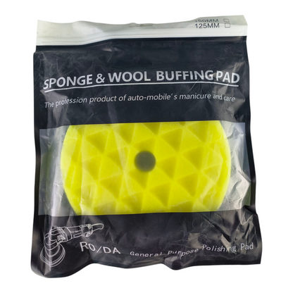 5-Inch Dual Action Polishing Pad – Yellow Foam Buffing Pad with Hex Grip Surface & Hook-and-Loop Backing
