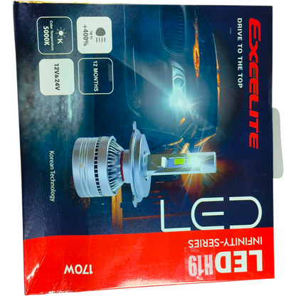 "Excelite LED H4 / H19 Infinity Series Headlight Bulbs | 170W | 5000K | Up to 400% Brighter | 12V & 24V | Korean Technology"E THIS PRODUCT OEM  IN HYNDAI AND KIA