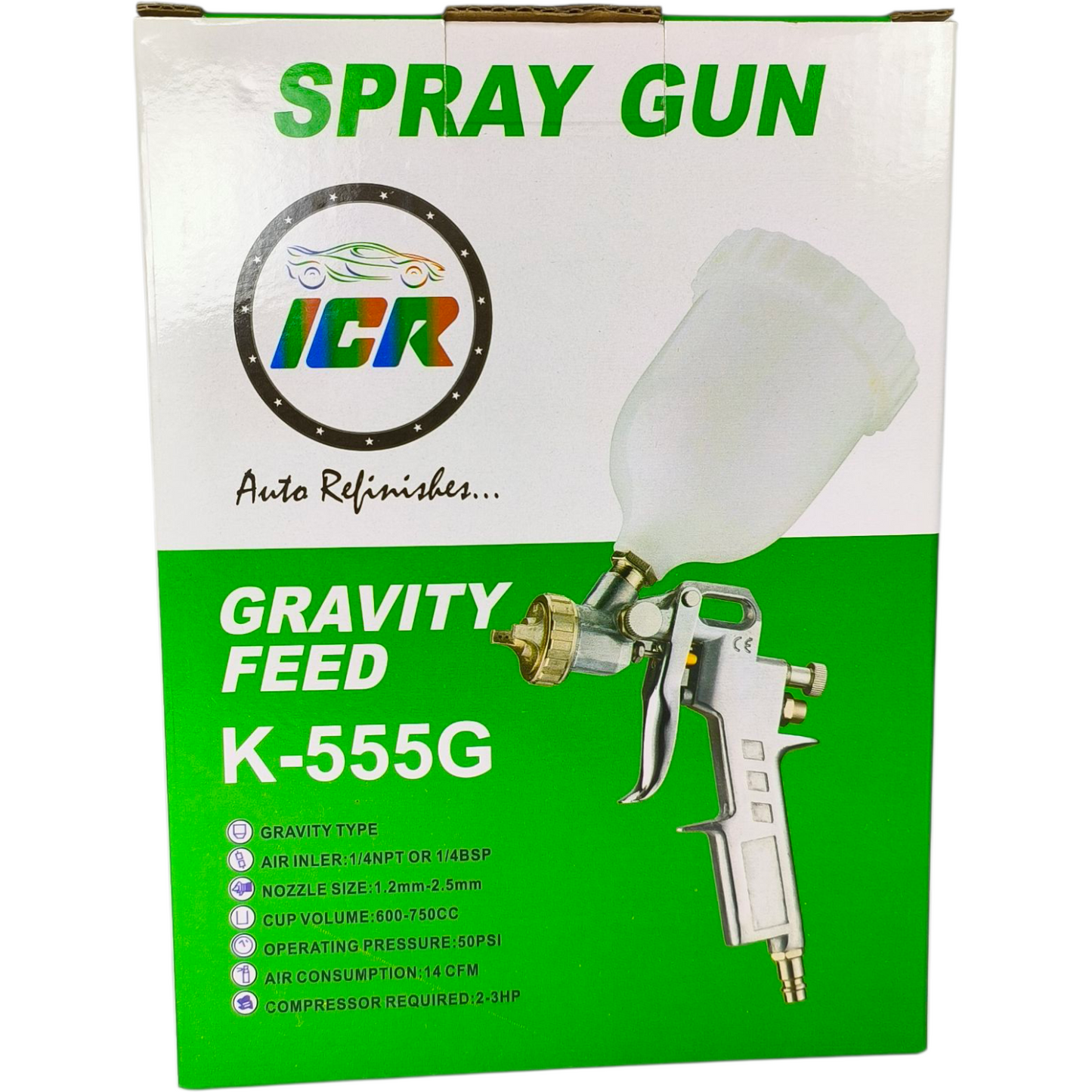 ICR Gravity Feed Spray Gun K-555G | Professional Automotive & Industrial Paint Sprayer