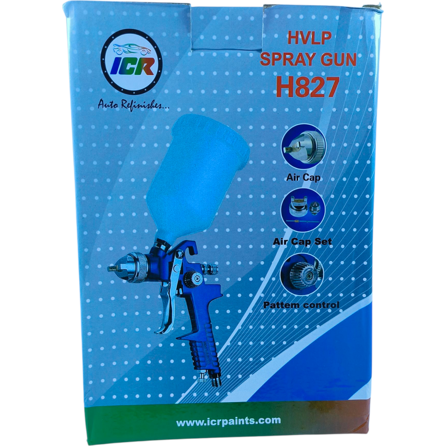 ICR H827 European Standard HVLP Spray Gun Kit for Automotive Refinishing – 600ml Cup, Multi Nozzle Set (1.4/1.7/2.0mm), Complete Tool & Cleaning Accessories
