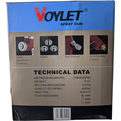 Professional Texture Spray Gun FR301 – With 4mm/6mm/8mm Nozzles & 6000ml Aluminum Hopper