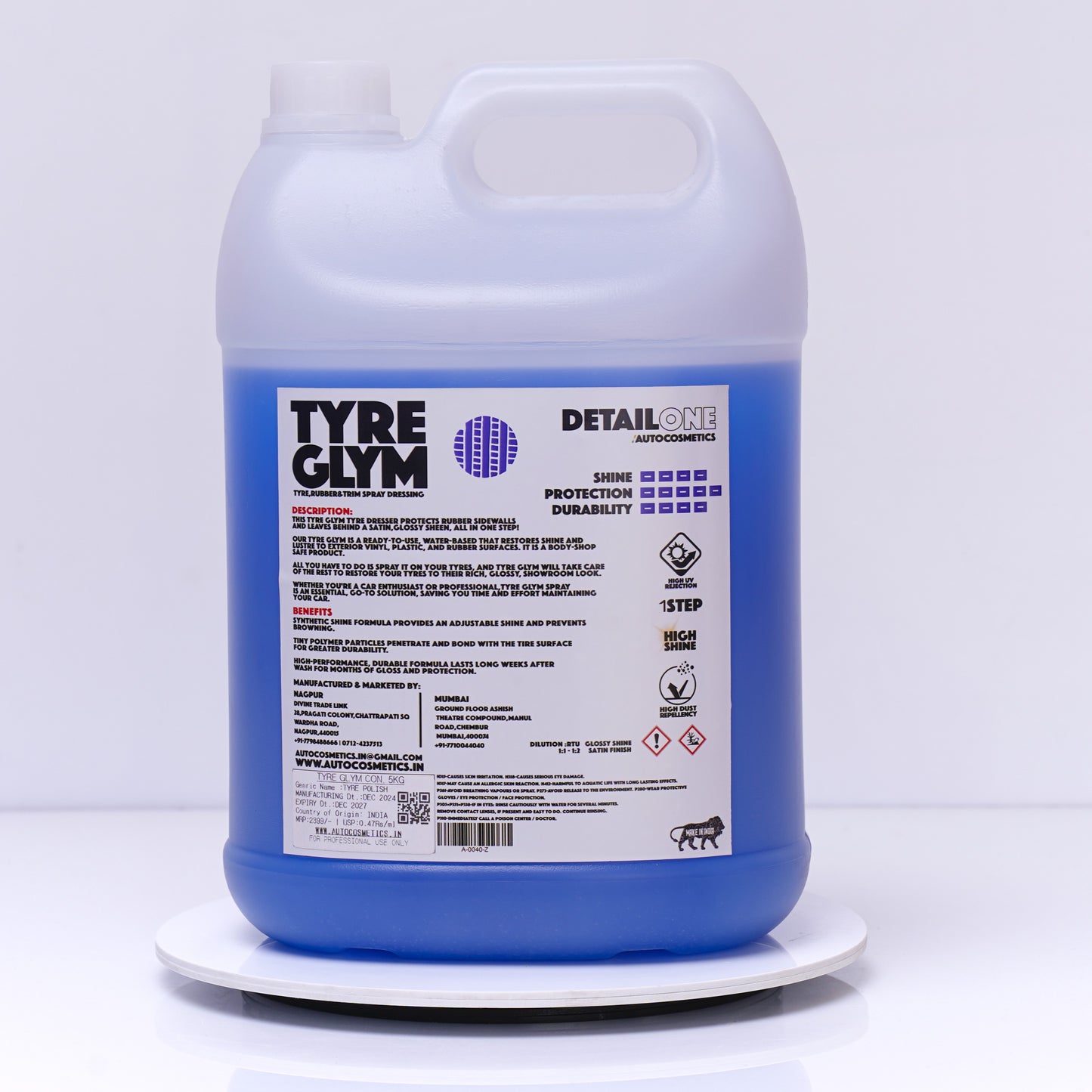 Tyre Glym 5KG – High Shine Tyre & Rubber Trim Dressing | Long-Lasting Protection | DetailOne Autocosmetics